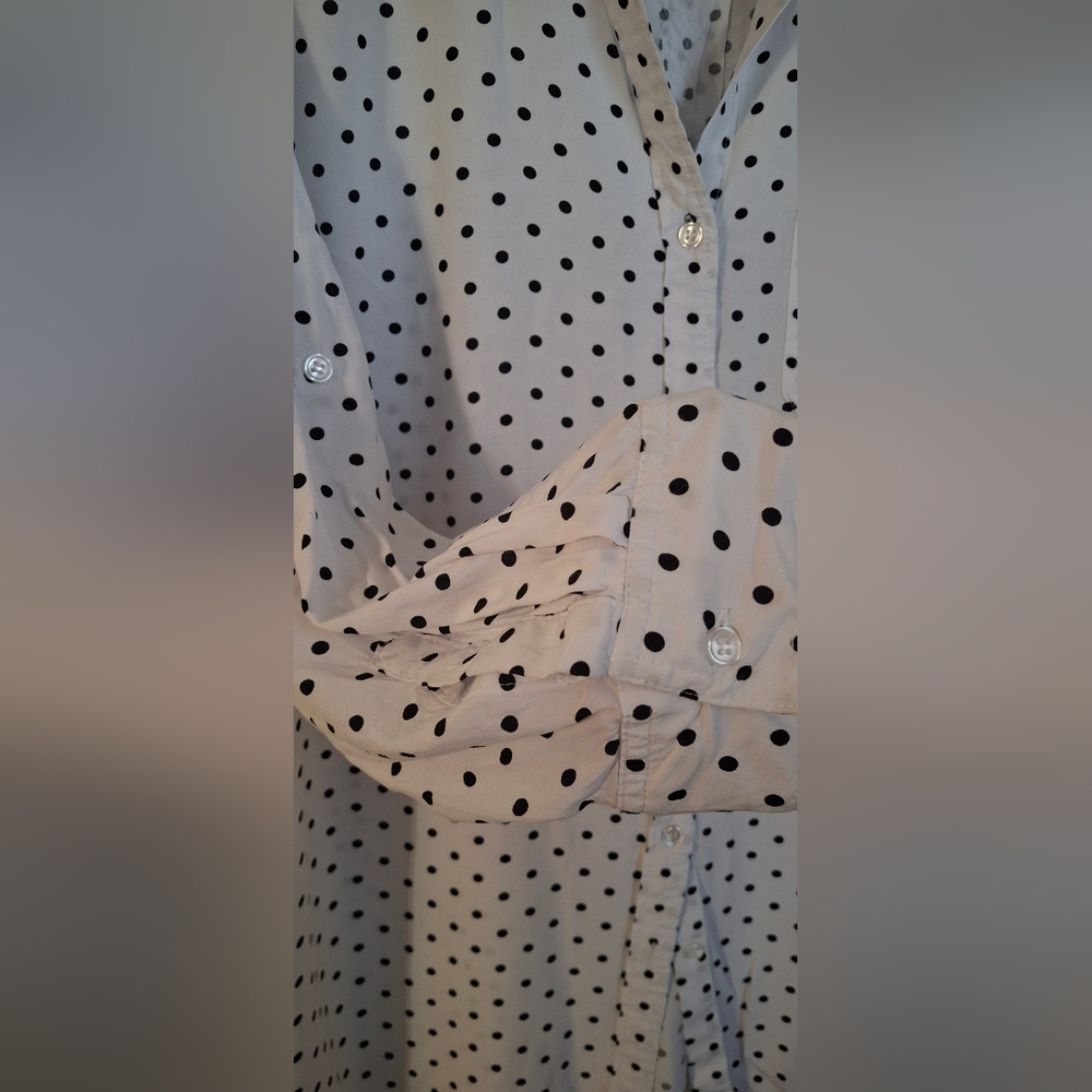 Belvet Hearth White Polka Dot Button-Up Shirt Sz 2X Casual Summer Rayon Boho - Picture 5 of 9